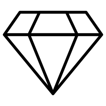 Black line drawing of a diamond on a white background